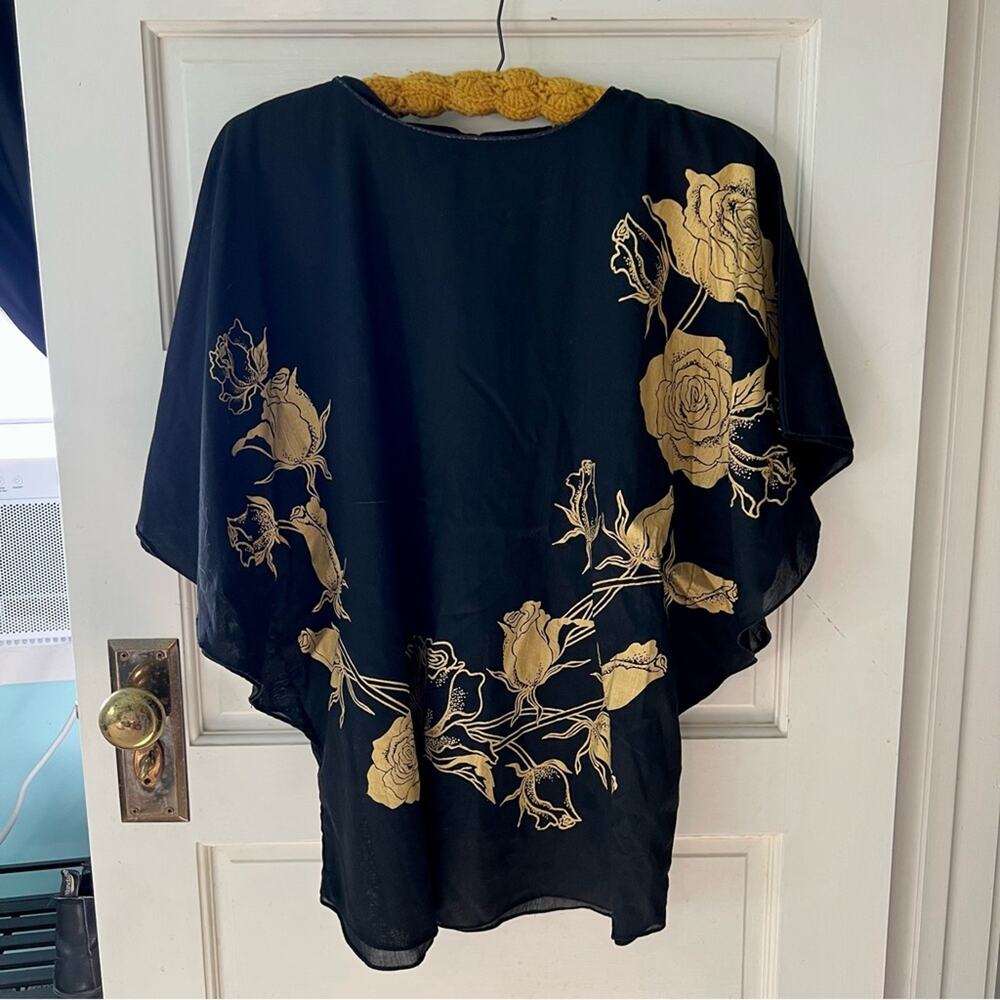 Vintage Floral Black and Gold Tunic